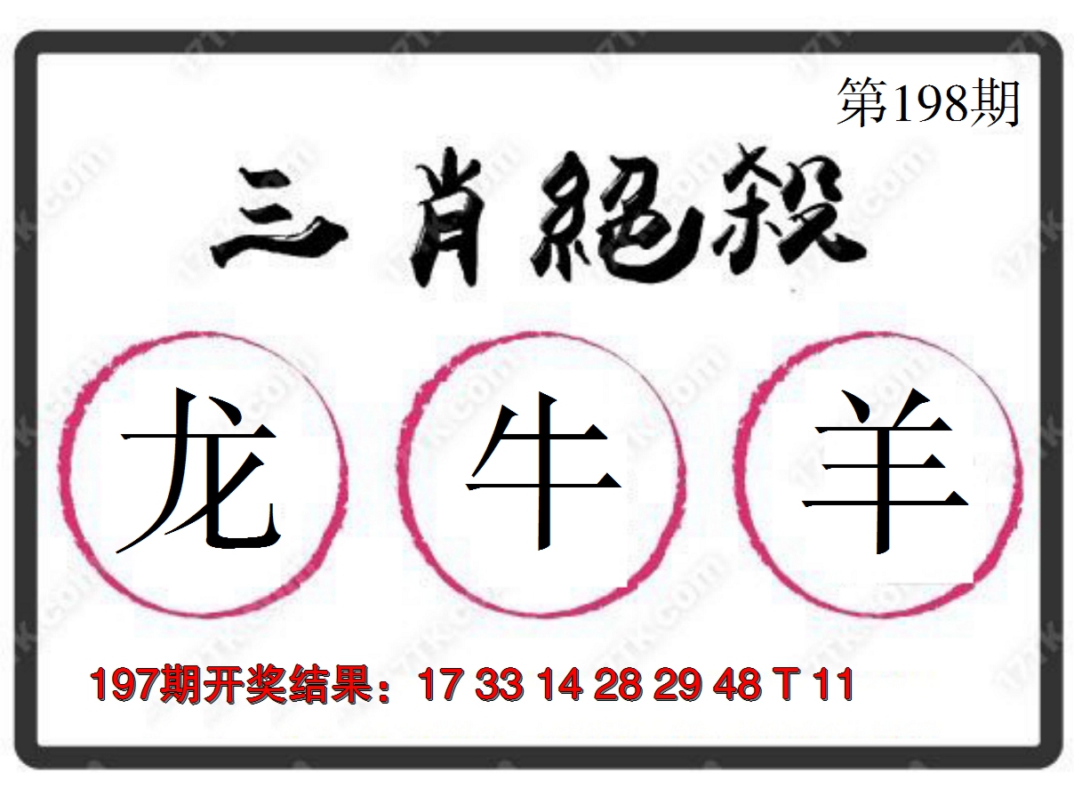 2024198期三肖绝杀