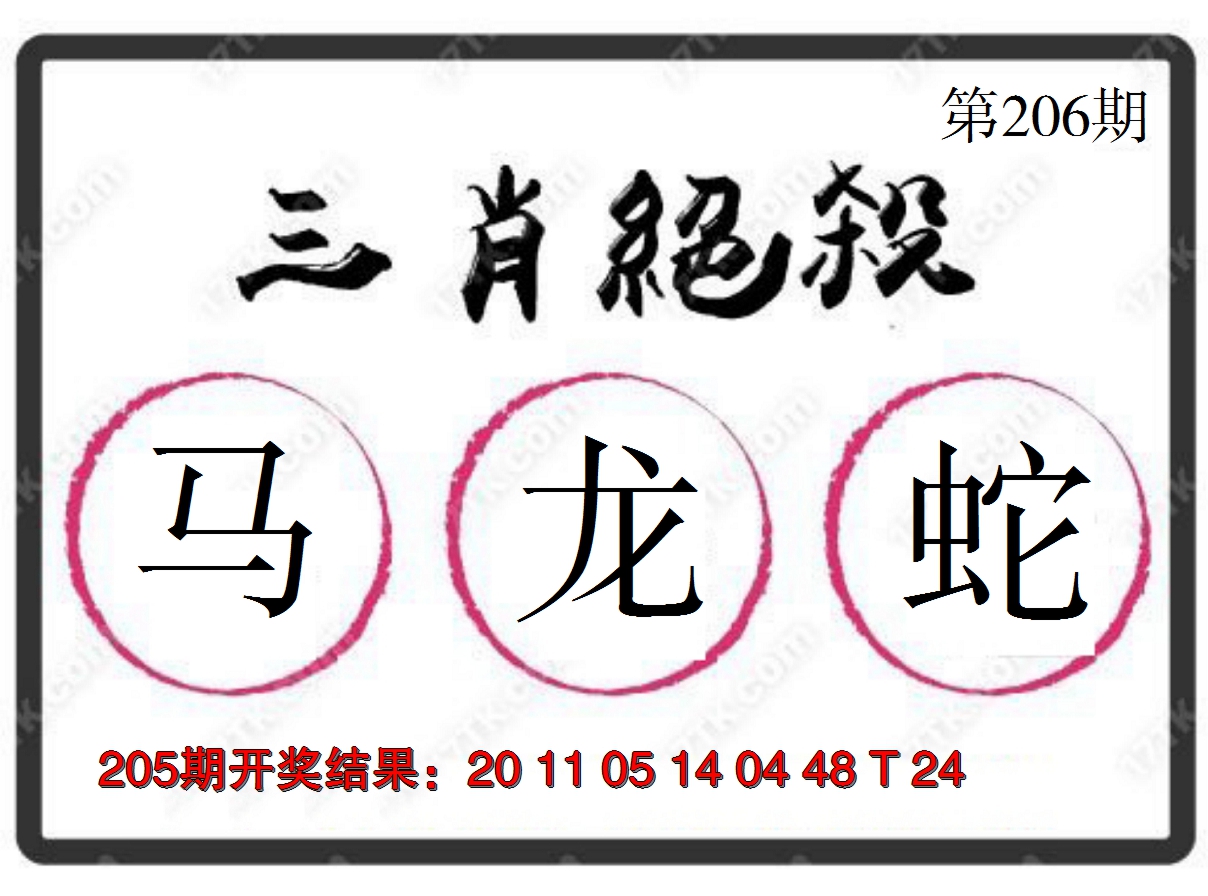 2024206期三肖绝杀