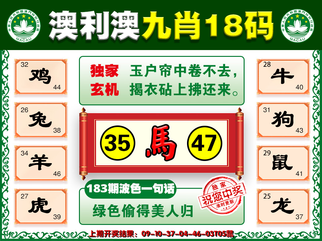 2024183期澳利澳九肖