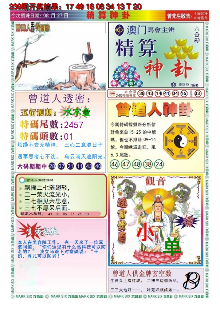 2024240期澳门精算神卦