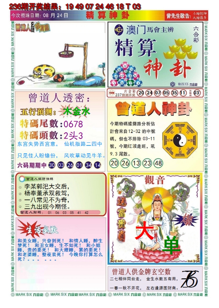 2024237期澳门精算神卦