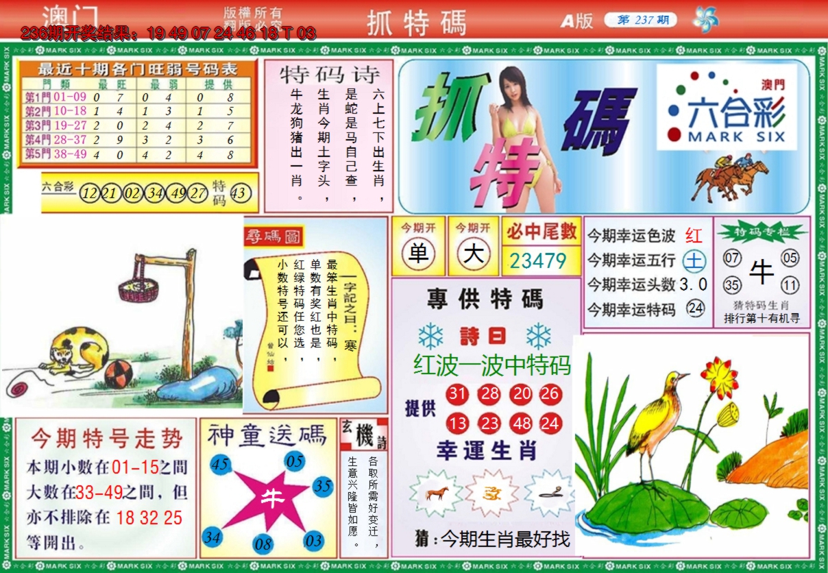 2024237期澳门抓特码A