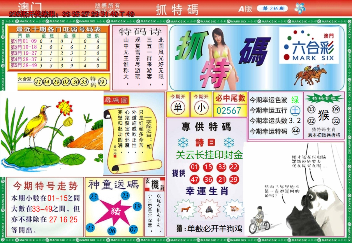 2024236期澳门抓特码A