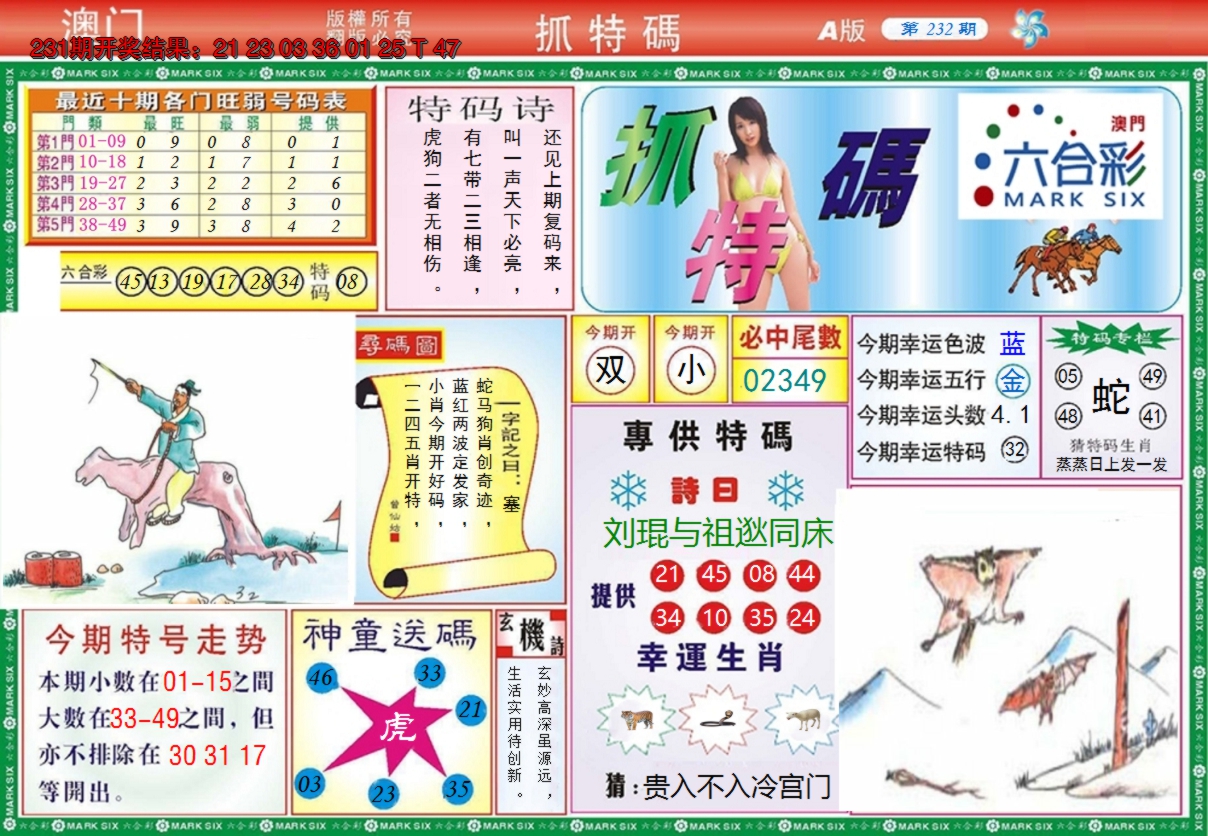 2024232期澳门抓特码A