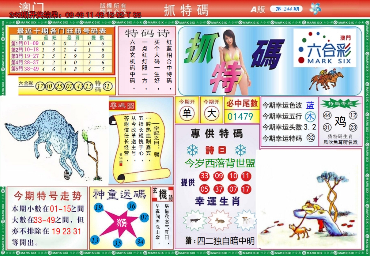 2024244期澳门抓特码A