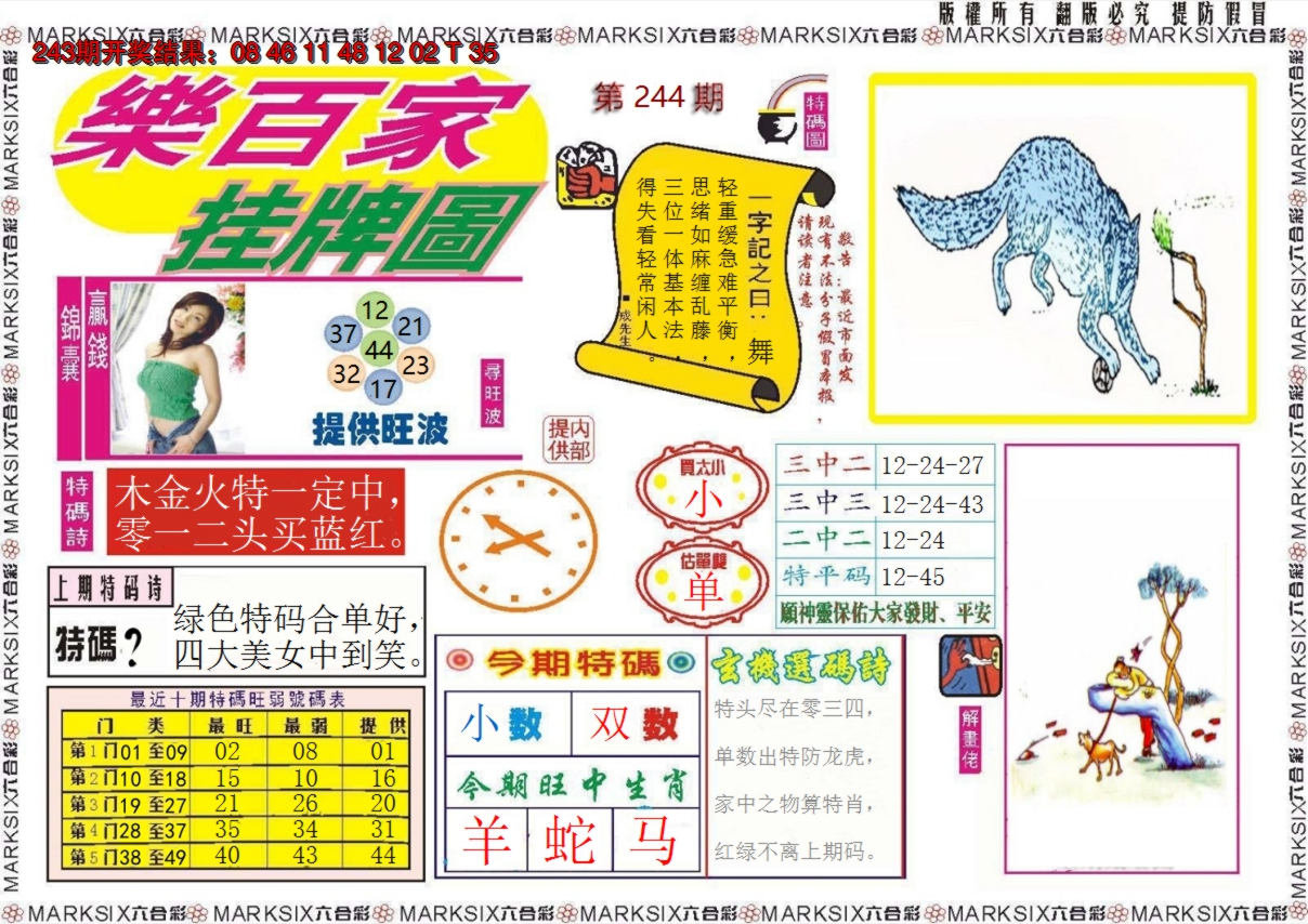 2024244期乐百家挂牌图