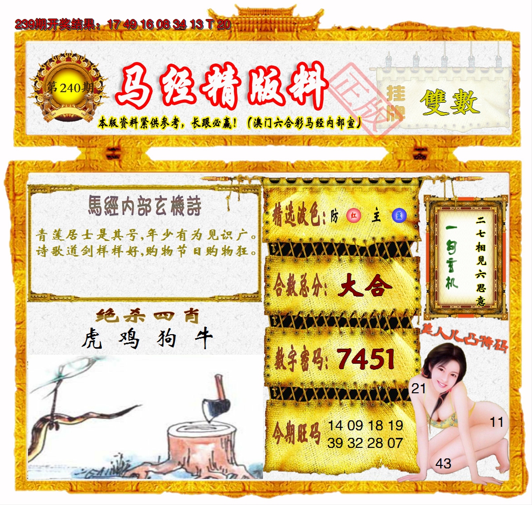 2024240期马经精版料
