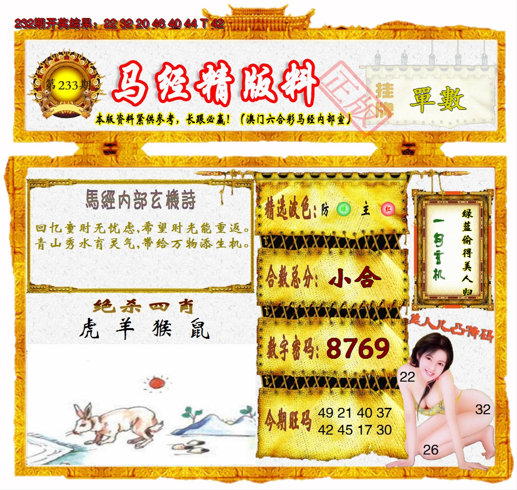 2024233期马经精版料