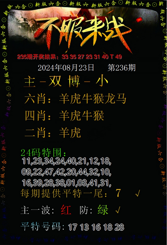 2024236期不服来战