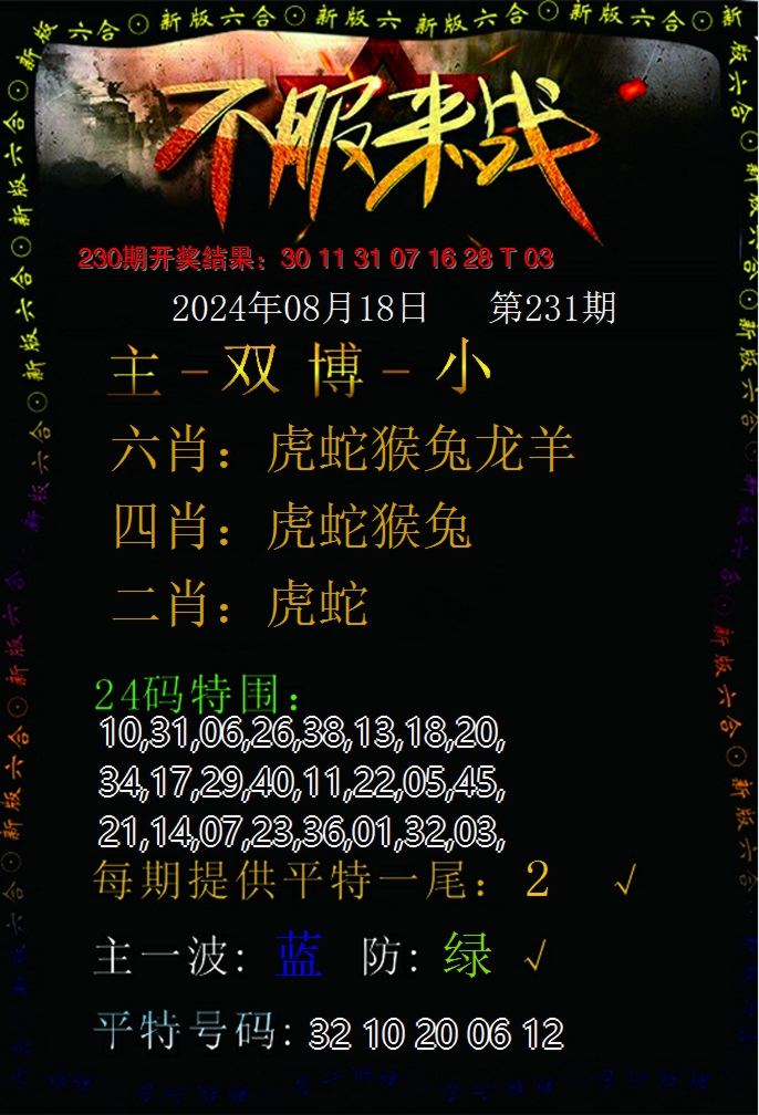 2024231期不服来战