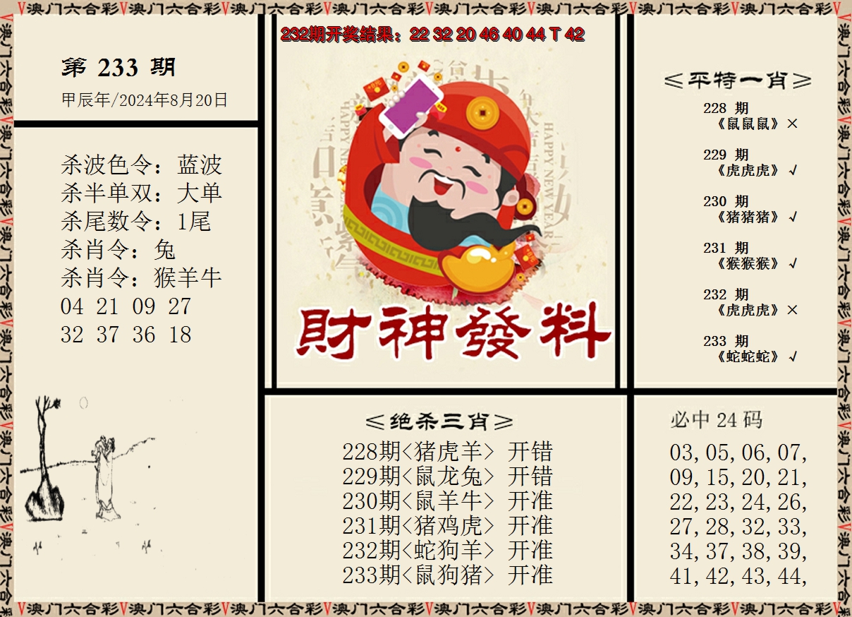 2024233期财神发料