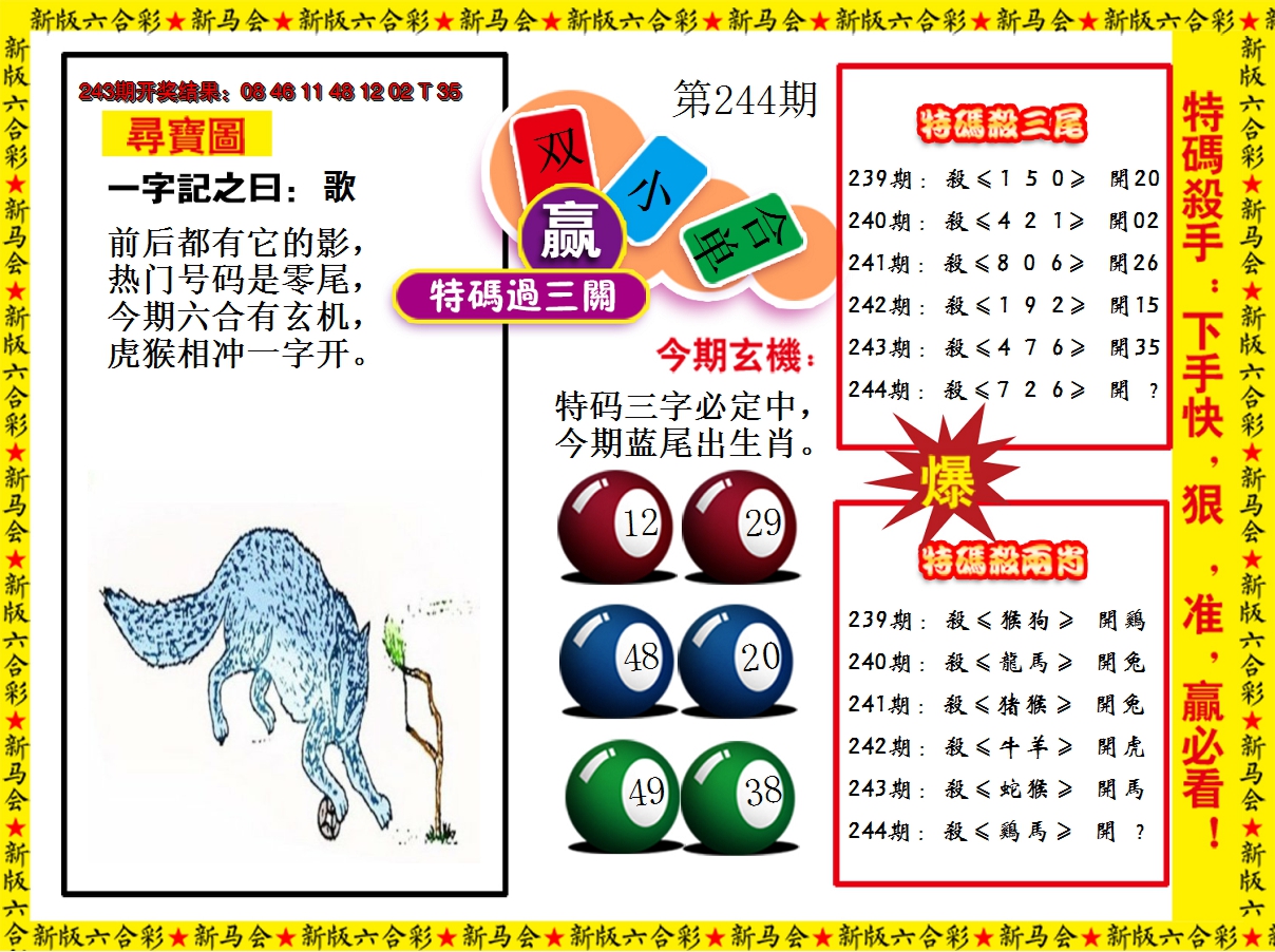 2024244期特码过三关