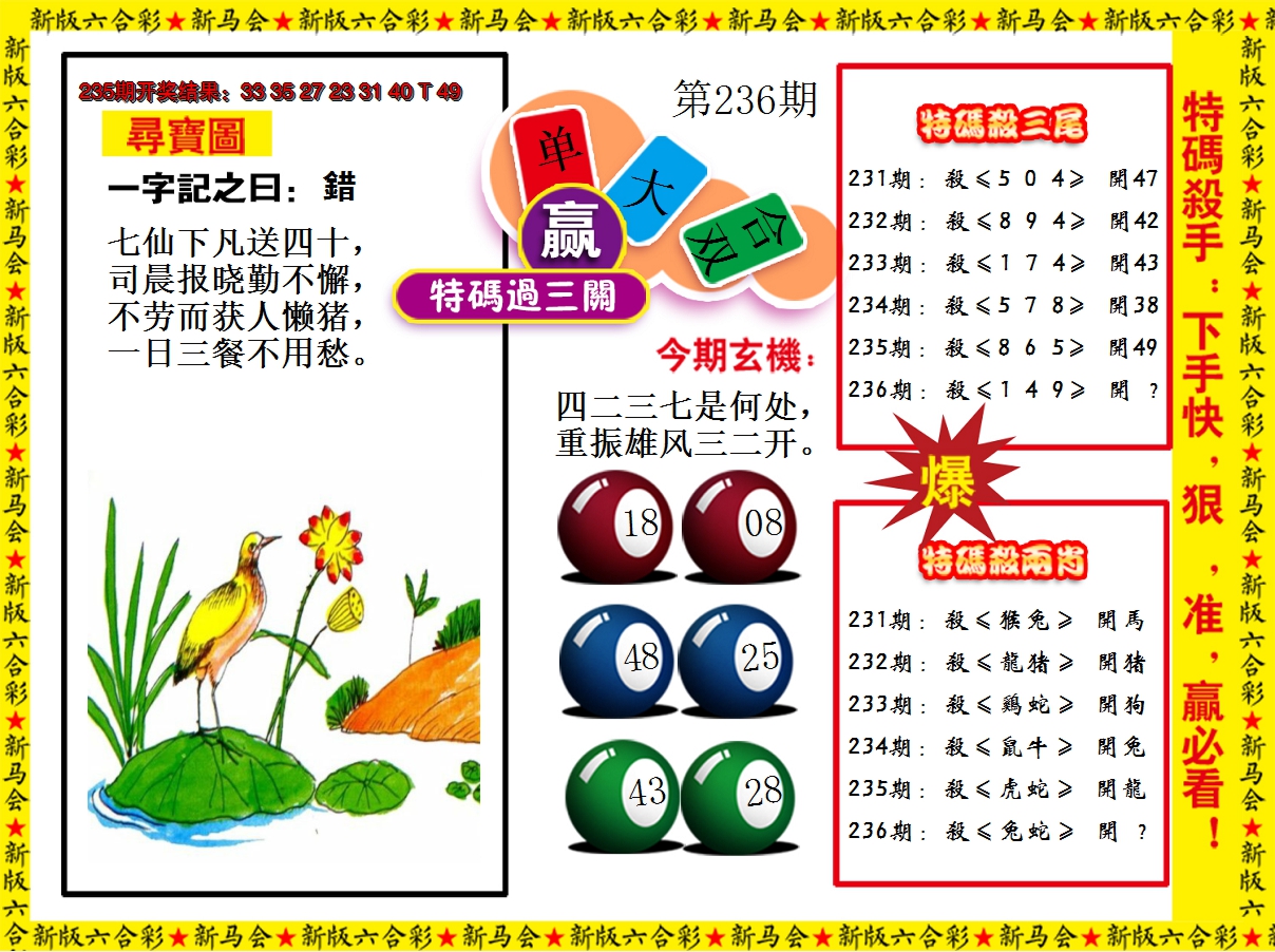 2024236期特码过三关