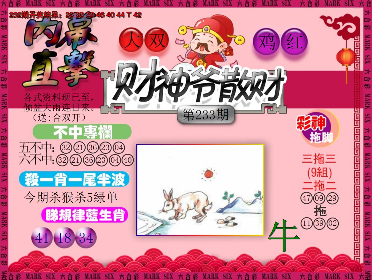 2024233期财神爷散财