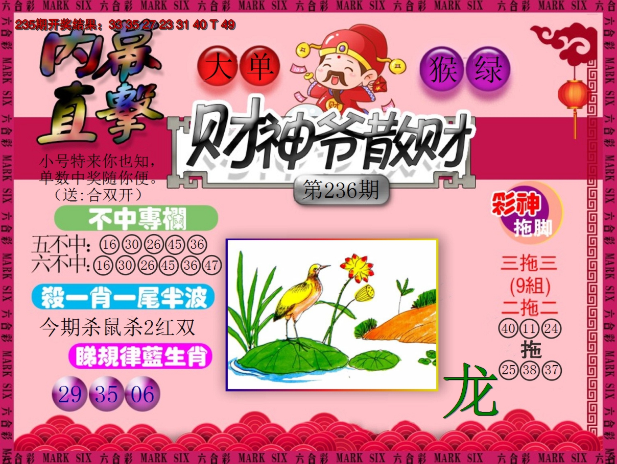 2024236期财神爷散财
