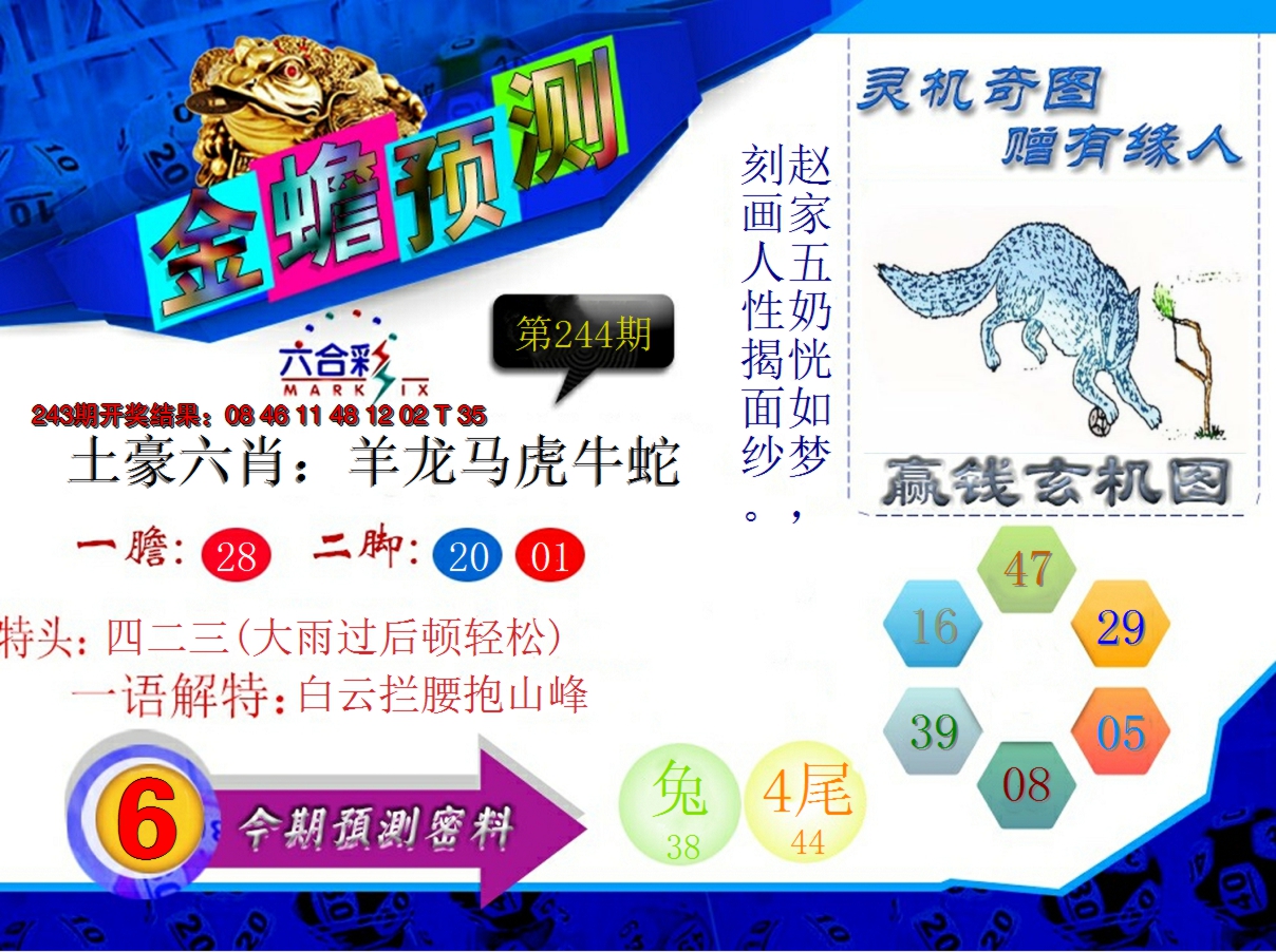 2024244期金蟾预测
