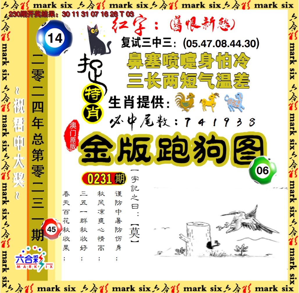 2024231期金版跑狗图