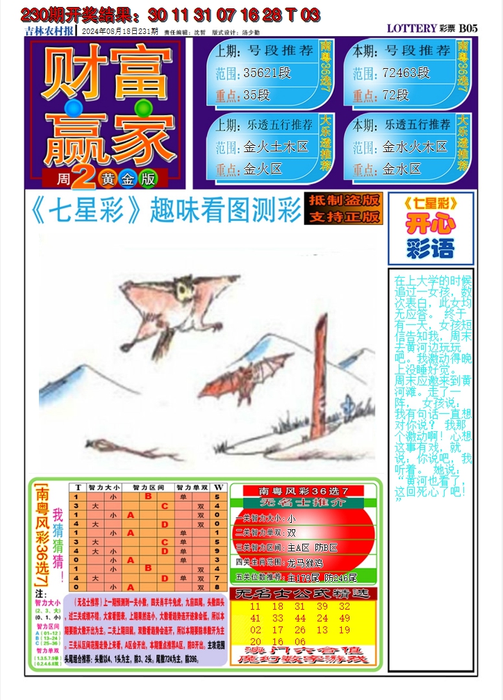 2024231期七星彩图A