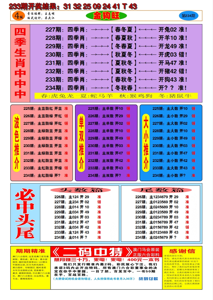 2024234期澳门金狗旺C
