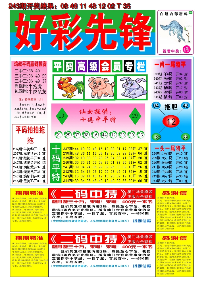 2024244期好彩先锋D