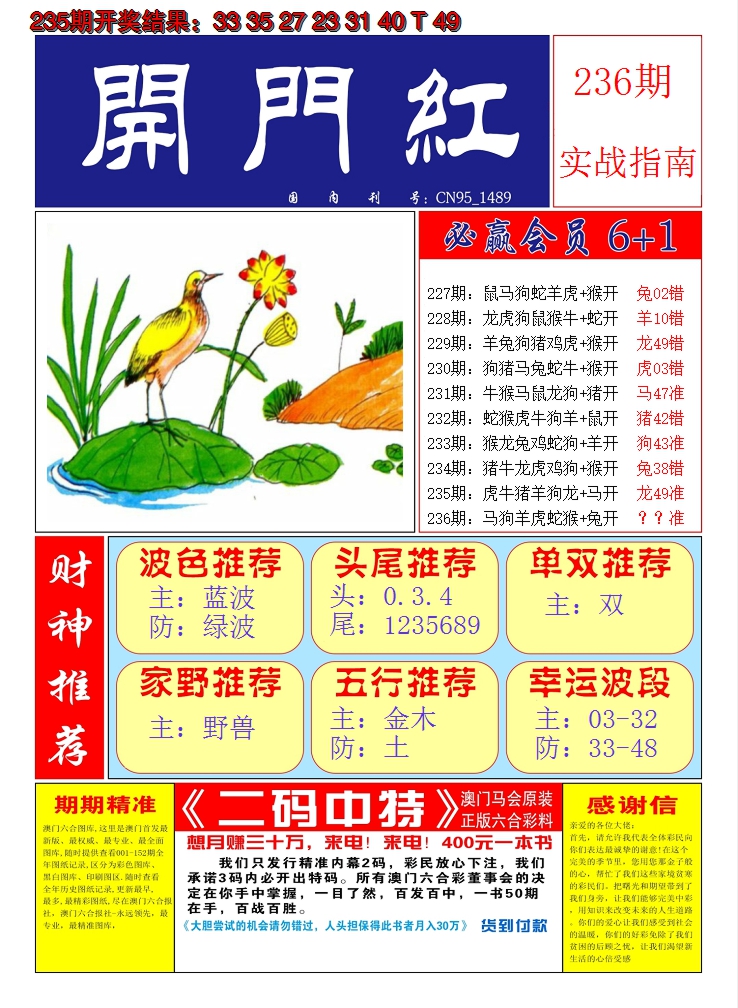 2024236期澳门开门红A