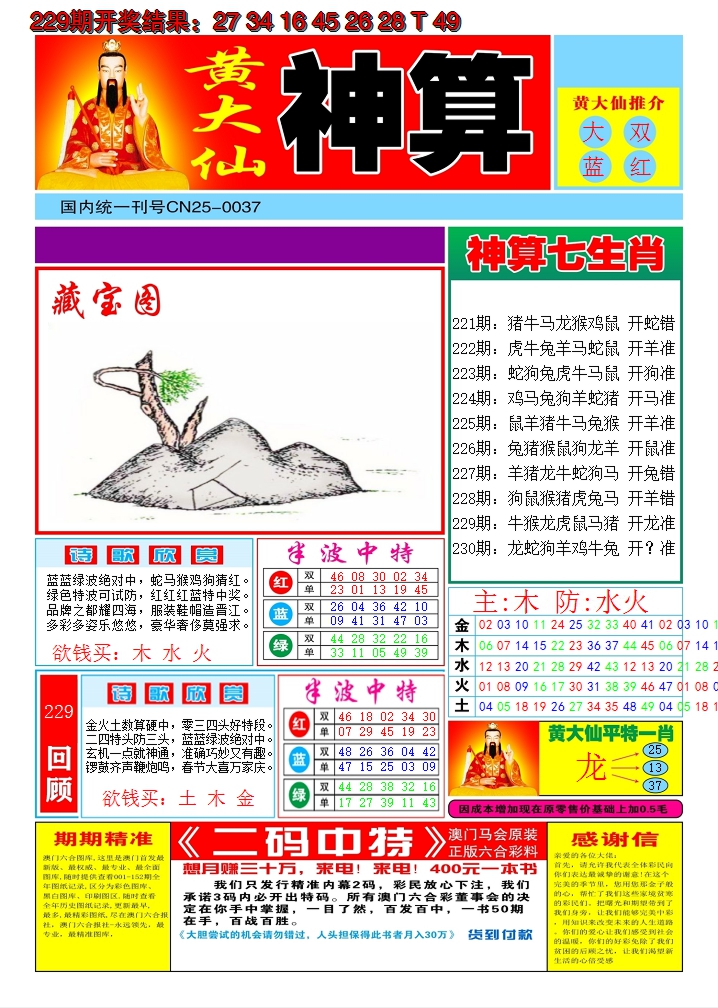 2024230期黄大仙神算A