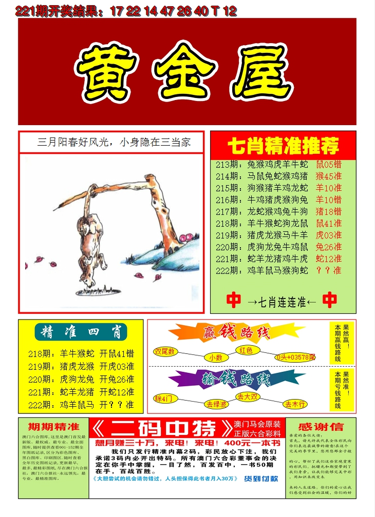 2024222期澳门黄金屋A