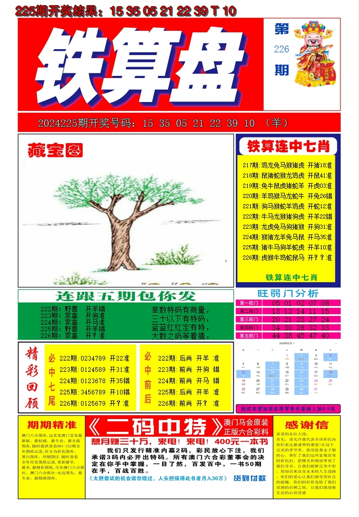 2024226期澳门铁算盘A