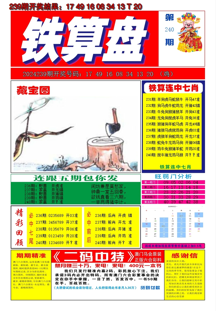 2024240期澳门铁算盘A