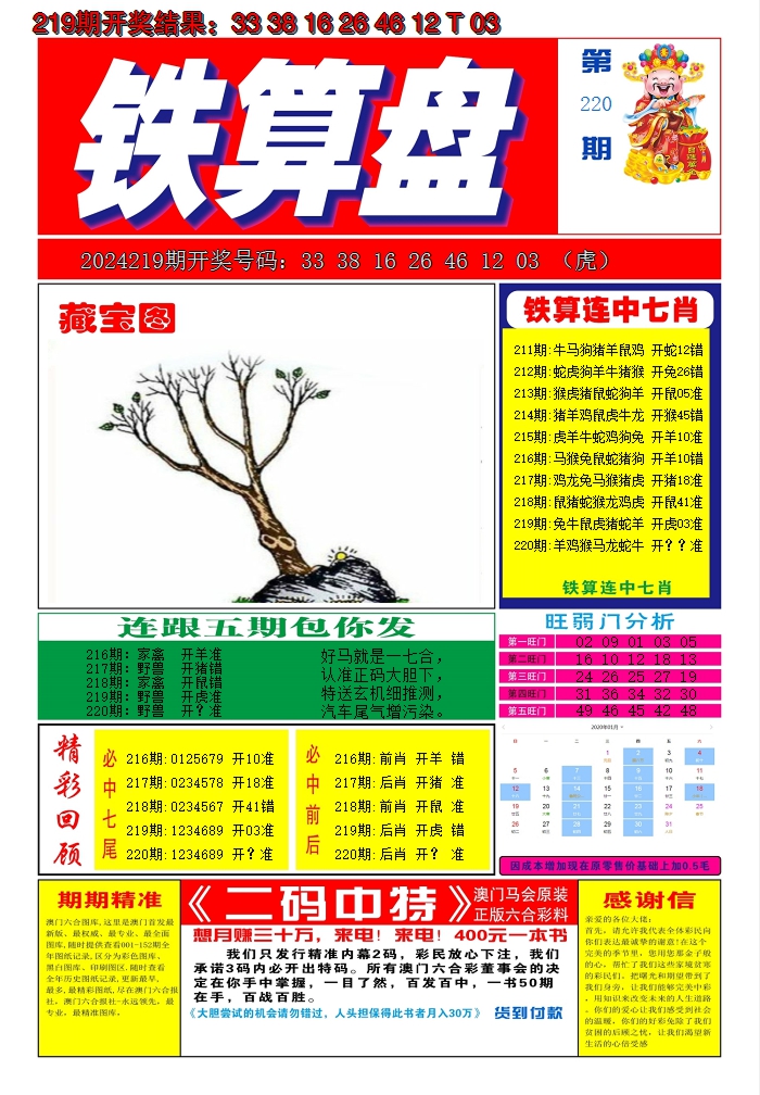 2024220期澳门铁算盘A