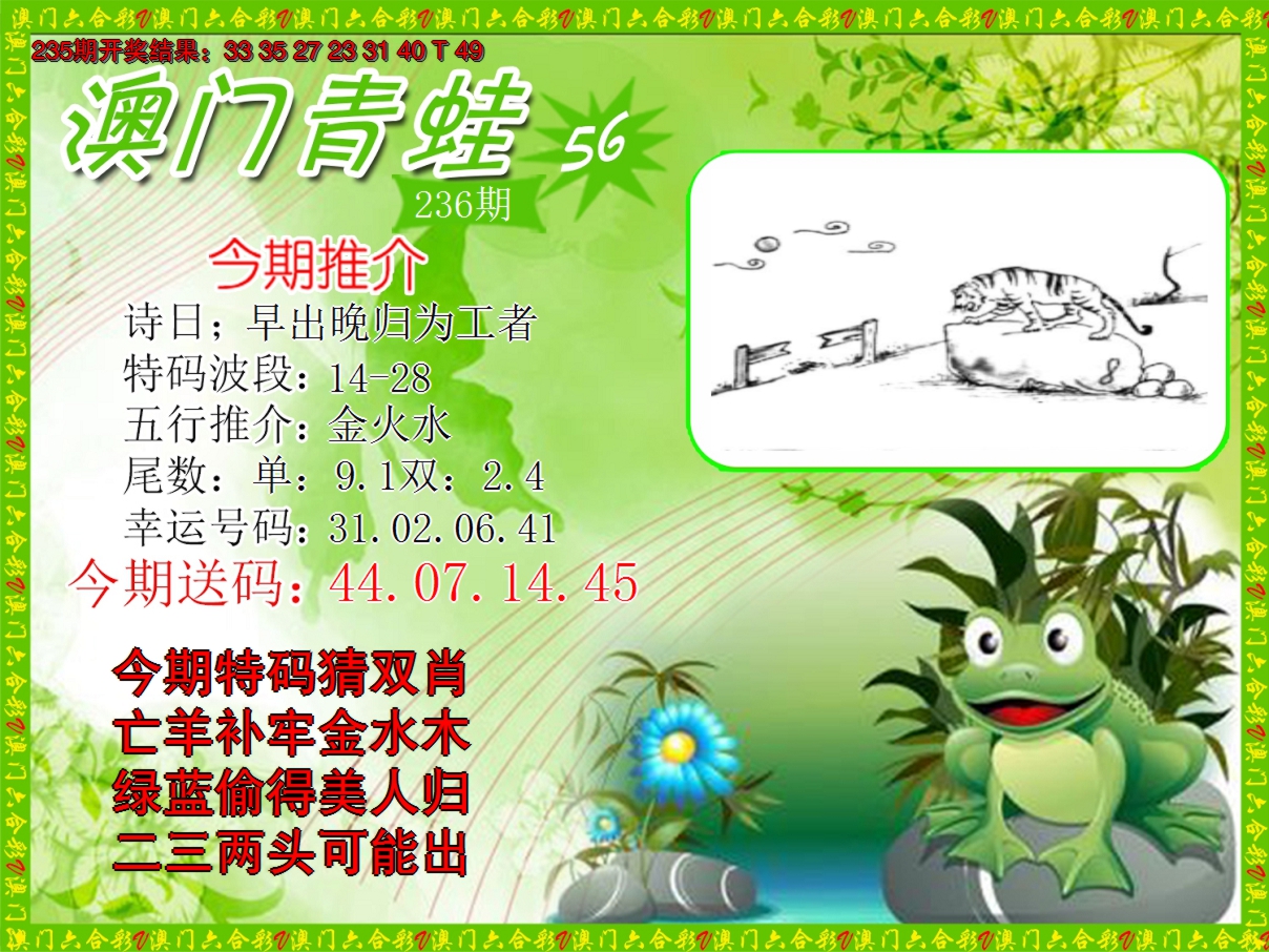 2024236期青蛙系列56