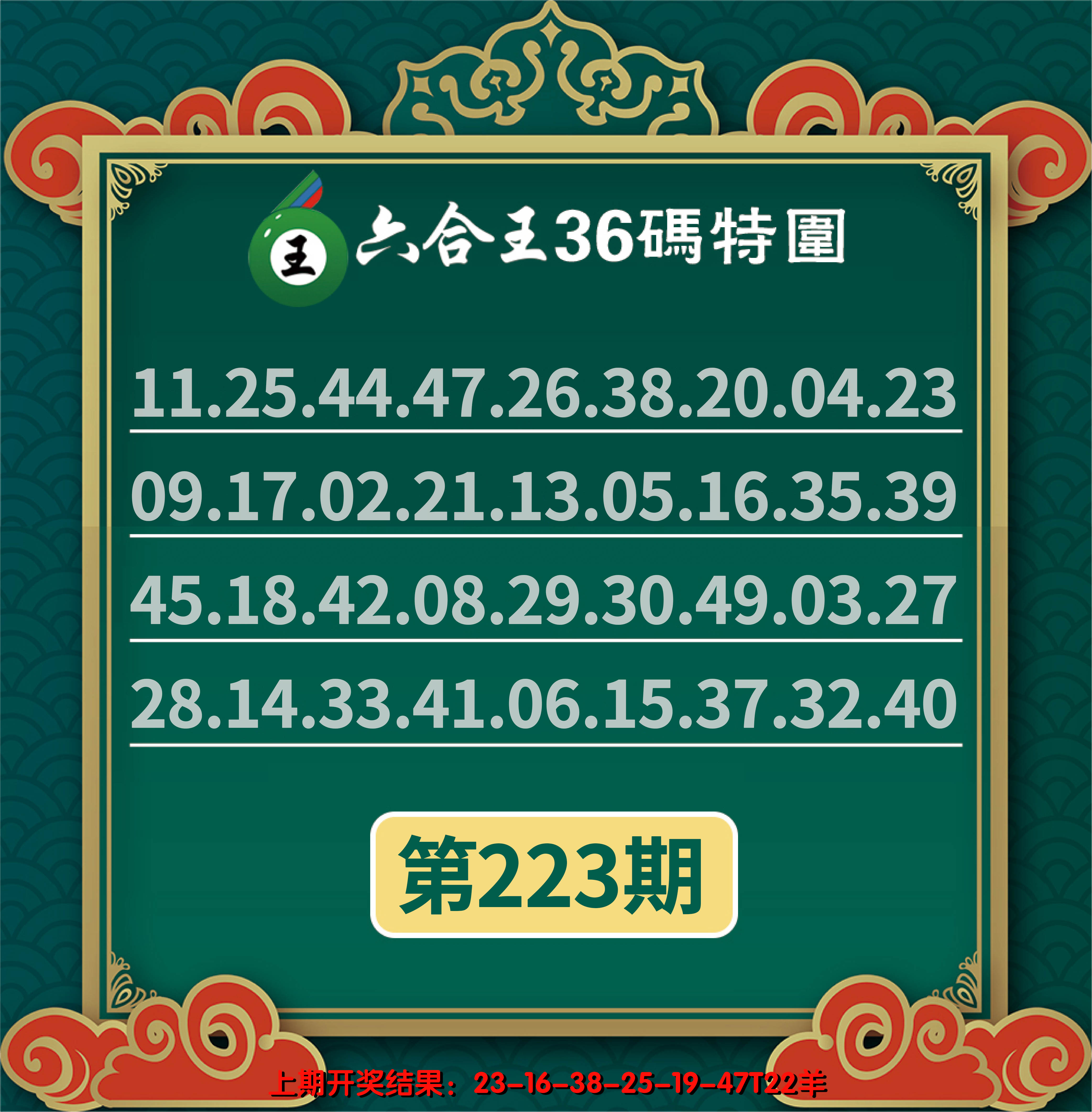2024223期六合王三十六码特围