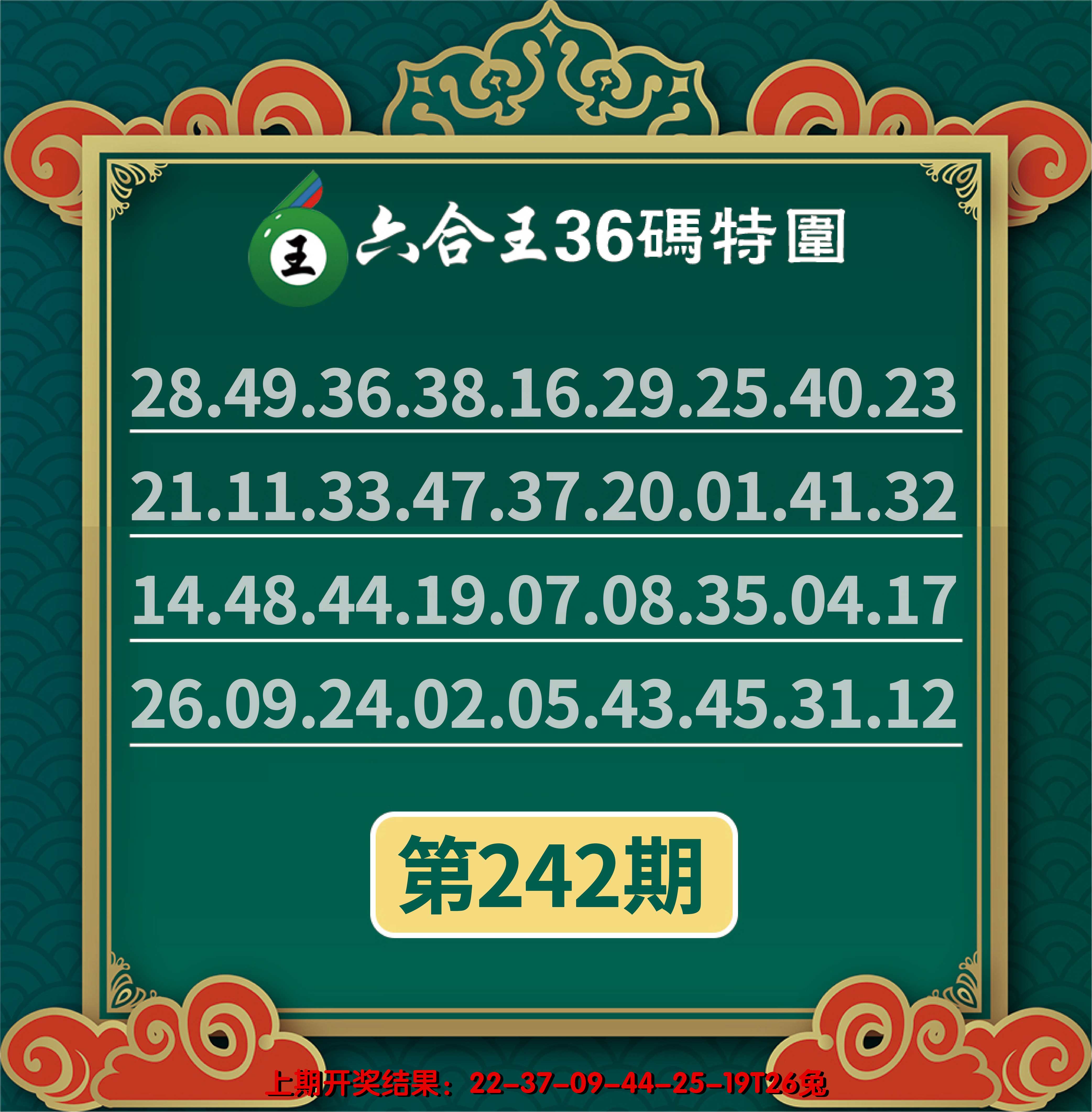 2024242期六合王三十六码特围