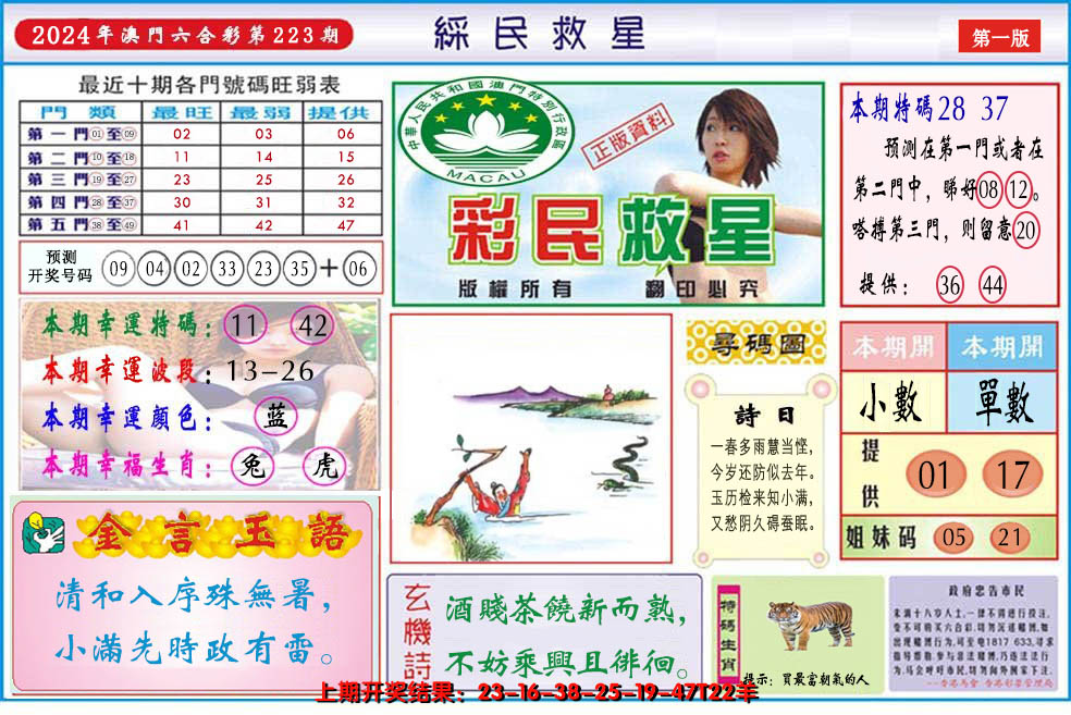 2024223期澳门彩民救星
