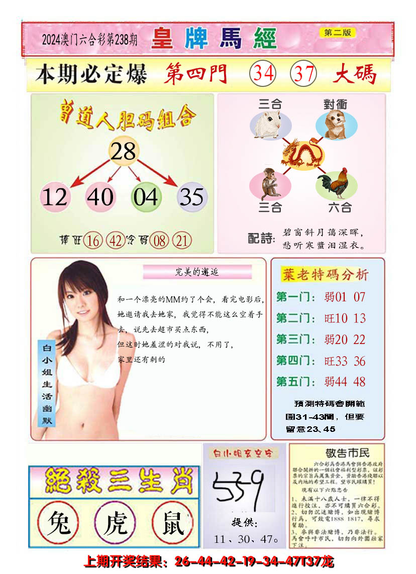 2024238期澳门皇牌马经B