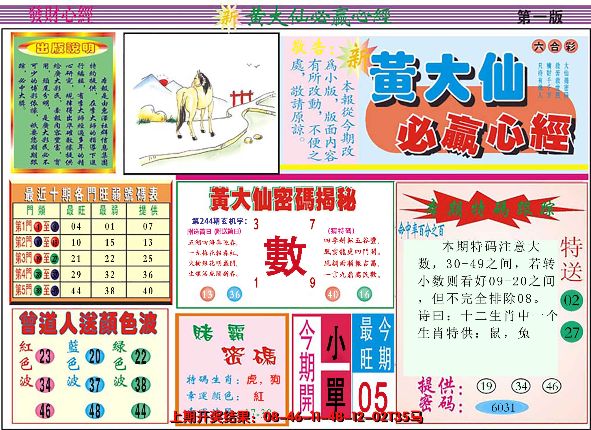 2024244期澳门黄大仙必赢心经