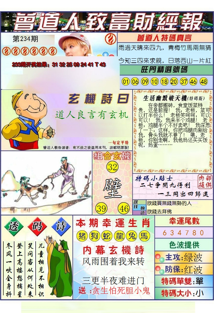 2024234期澳门曾道人致富财经报