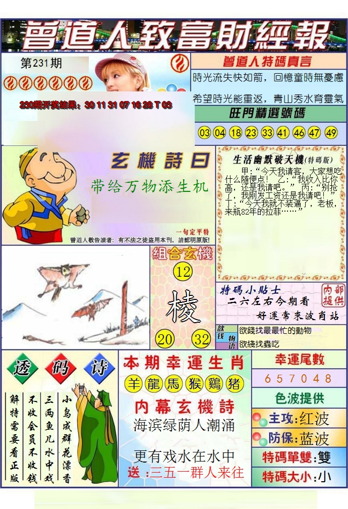 2024231期澳门曾道人致富财经报