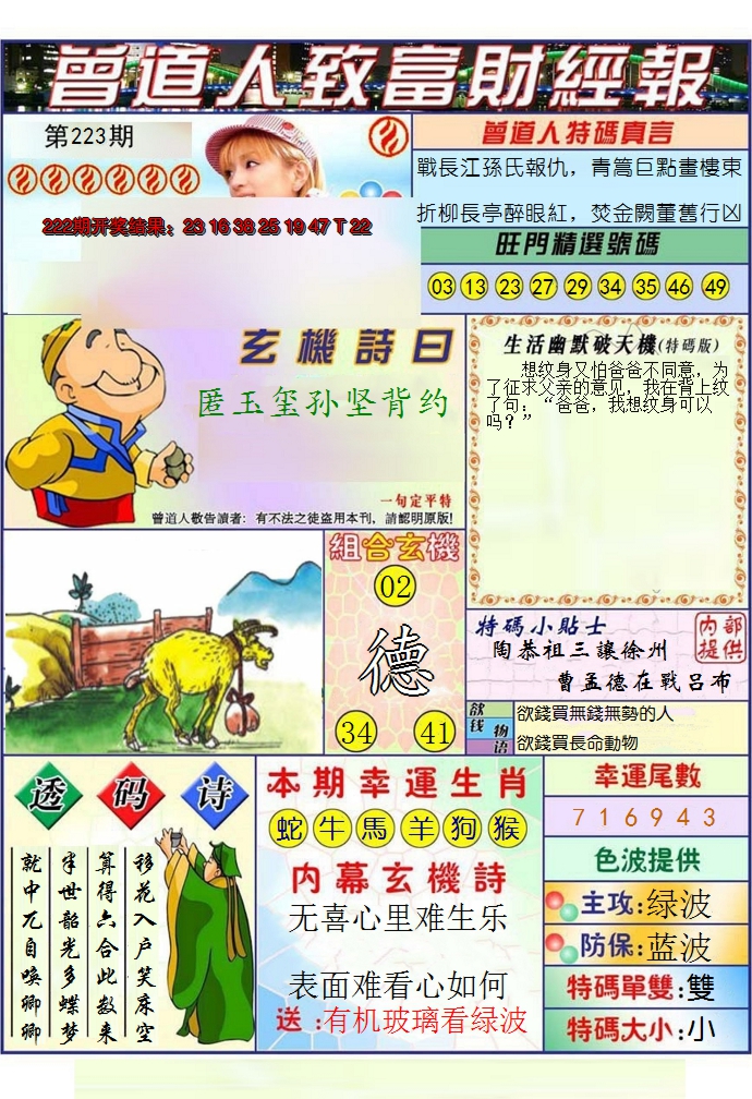 2024223期澳门曾道人致富财经报