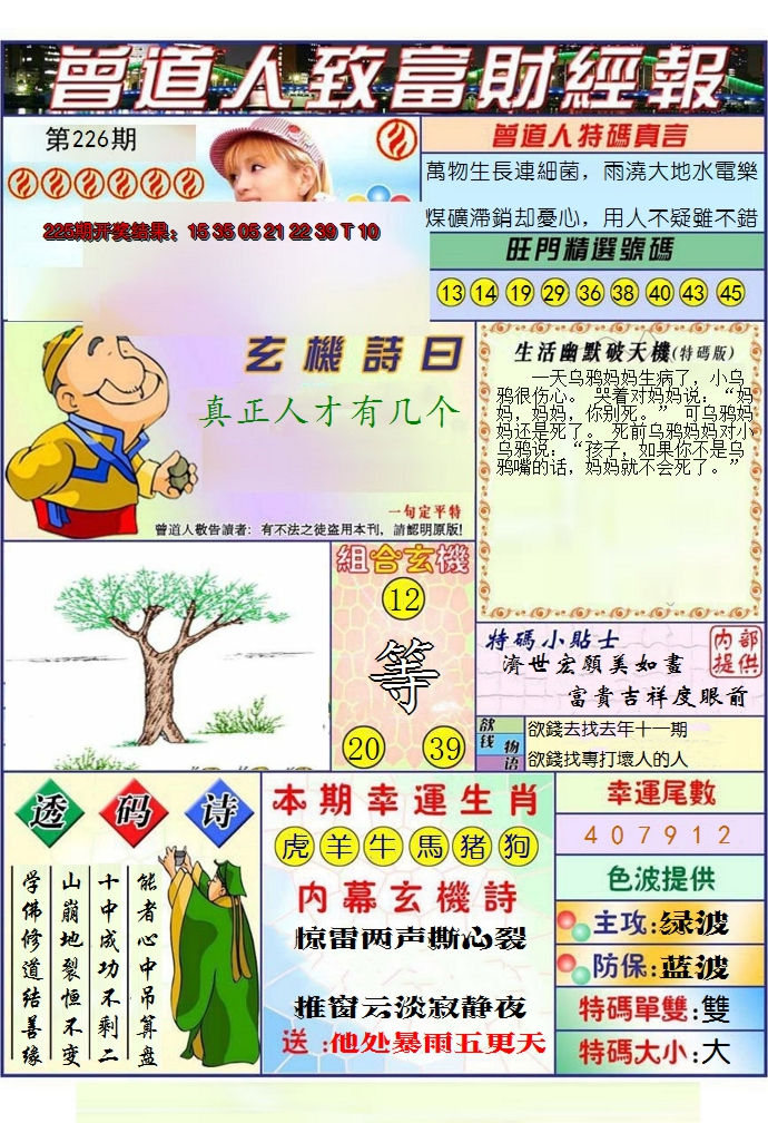 2024226期澳门曾道人致富财经报