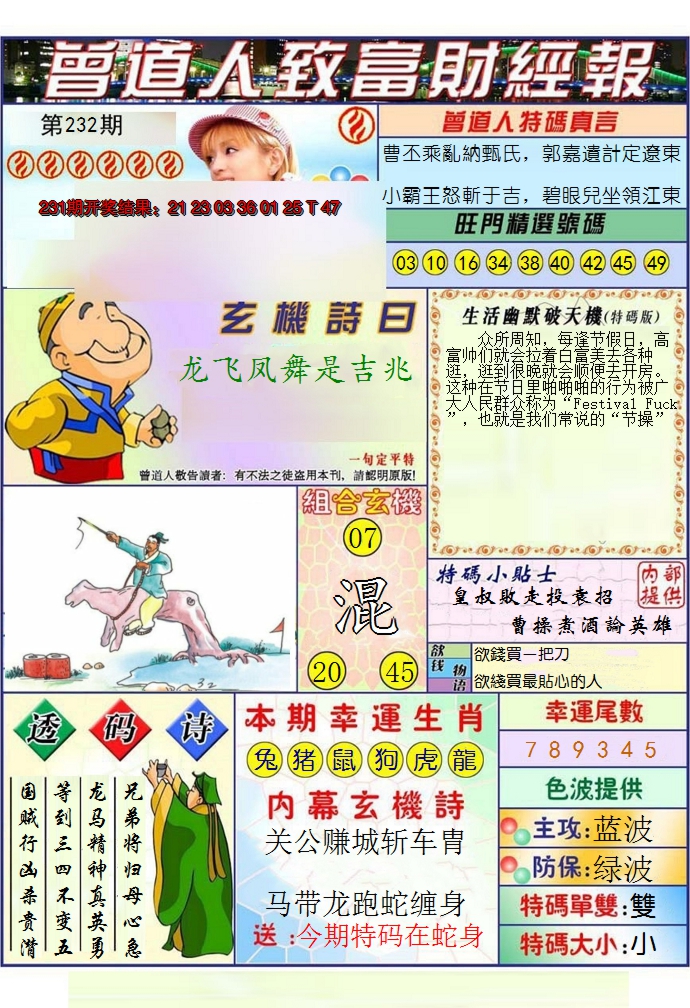 2024232期澳门曾道人致富财经报