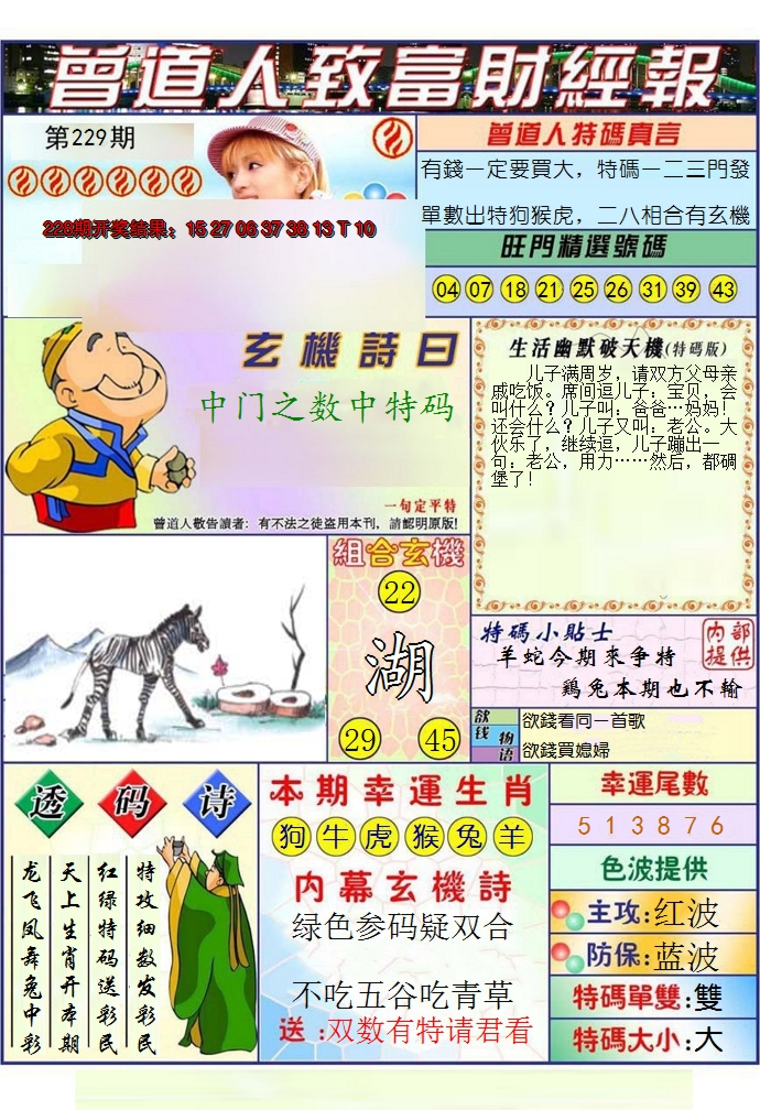 2024229期澳门曾道人致富财经报