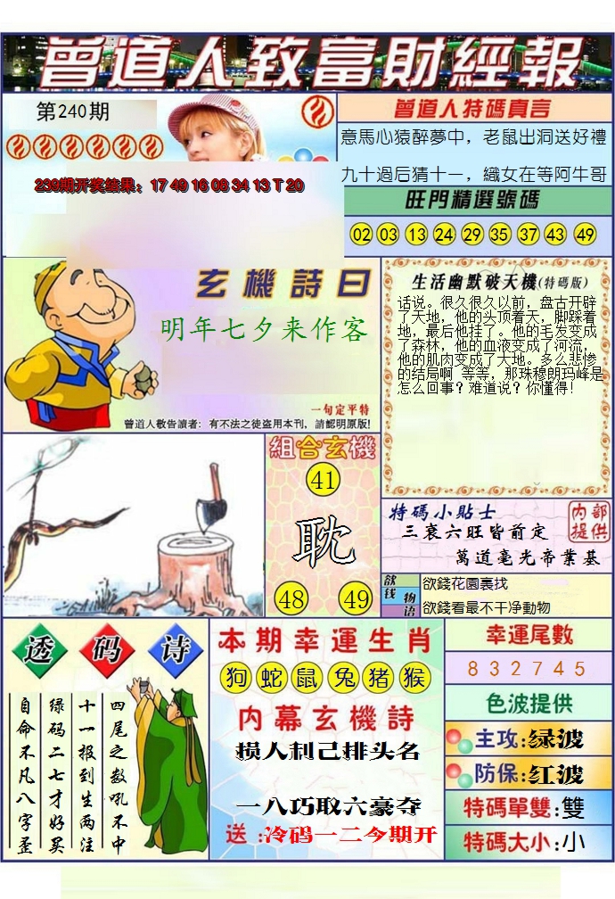 2024240期澳门曾道人致富财经报