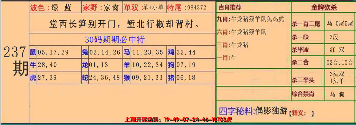2024237期30码中特