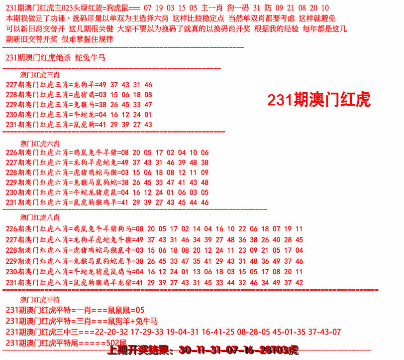 2024231期红虎图