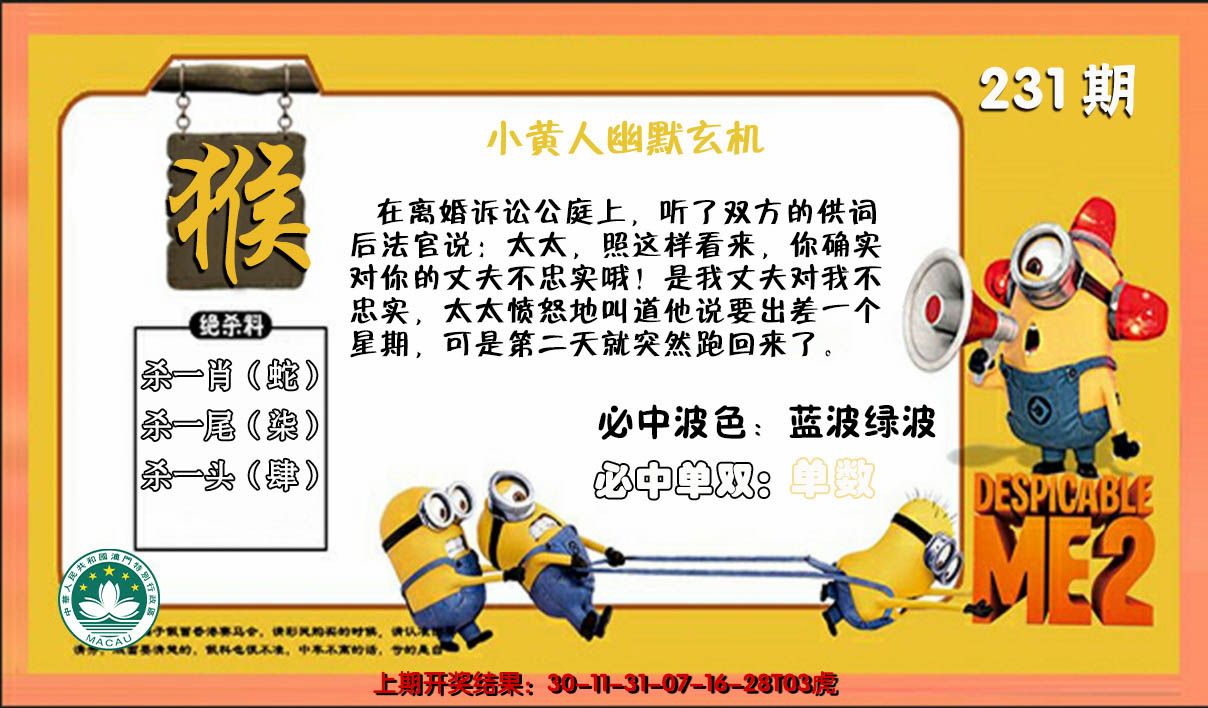 2024231期小黄人幽默玄机
