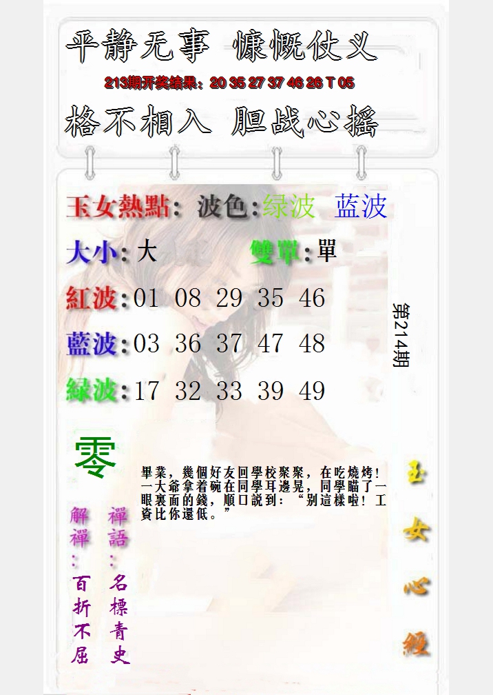 2024214期玉女心经报