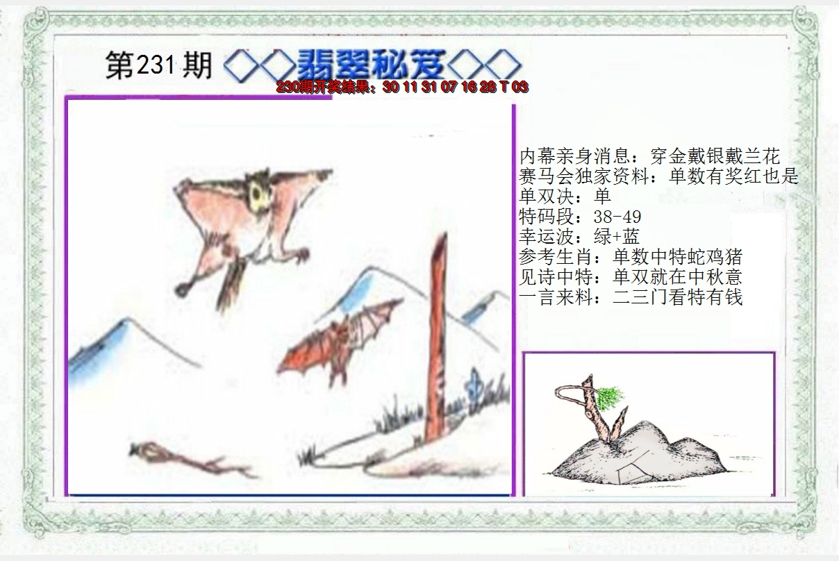 2024231期另翡翠秘笈