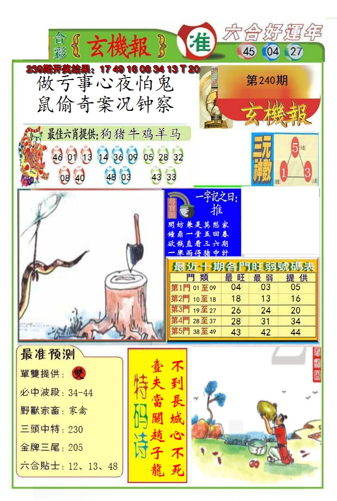 2024240期九龍玄机报(推荐)