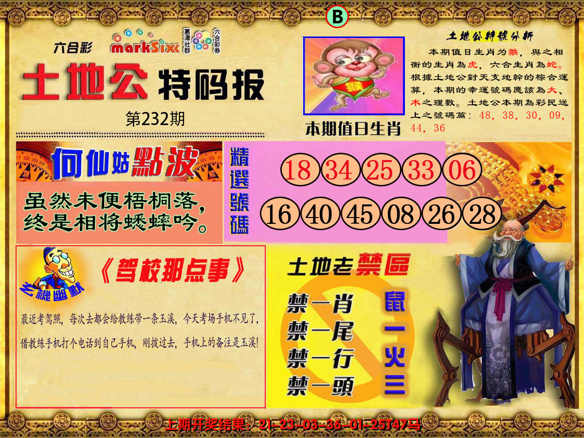 2024232期土地公特码报B